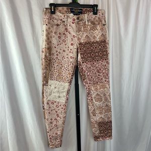 Lucky Brand Charlie Skinny Patchwork Print Jeans, size 6